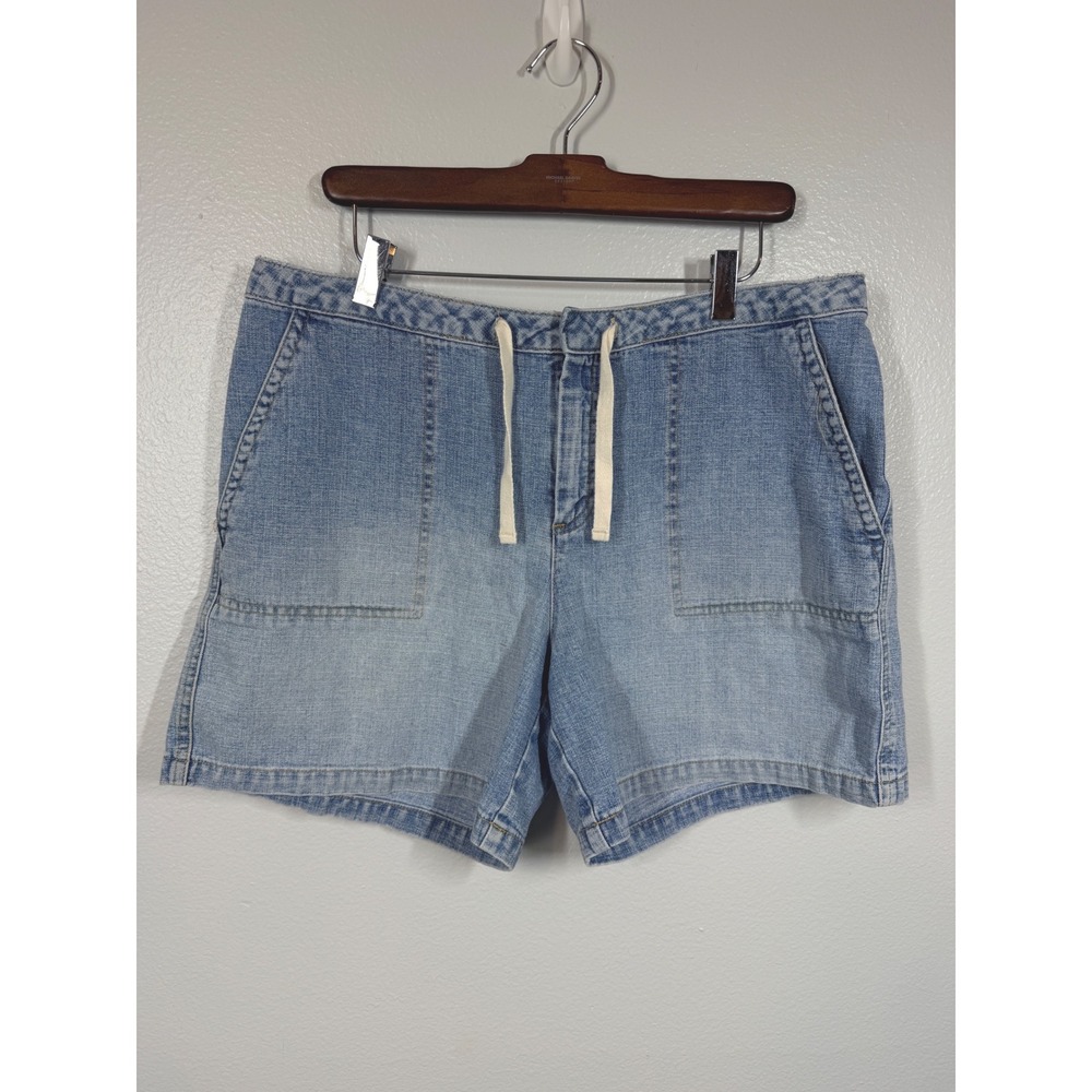 Old Navy Denim Shorts Womens 14 Y2K Blue Blue Jeans Drawstring Utility Carpenter